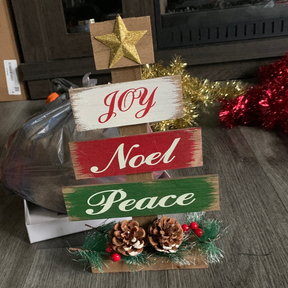 Joy Noel peace Christmas wooden decoration please check